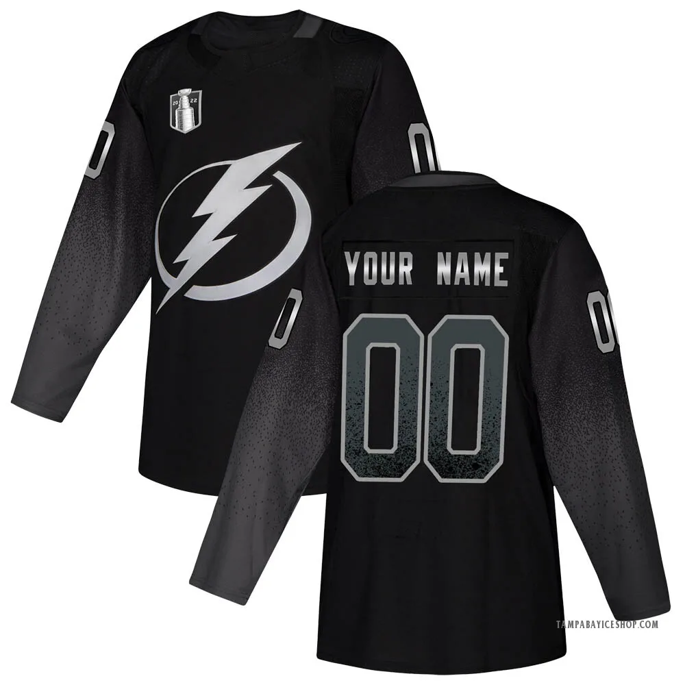 Authentic Custom Black Tampa Bay Lightning Alternate 2022 Stanley Cup ...