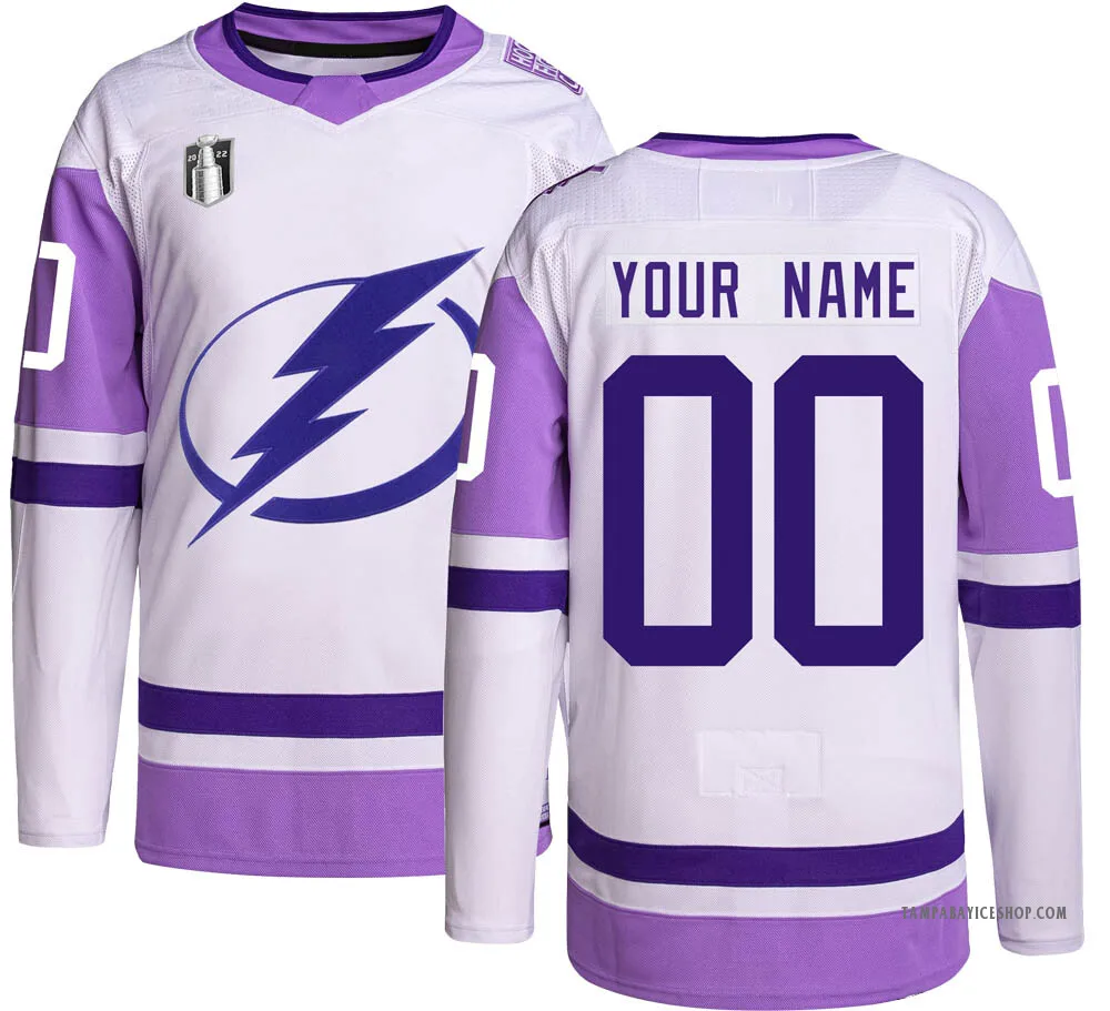 Authentic Custom Tampa Bay Lightning Hockey Fights Cancer 2022 Stanley